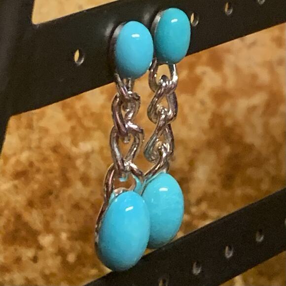 Sterling Silver and Turquoise Earrings Dangle/Drop By EA - Picture 5 of 9